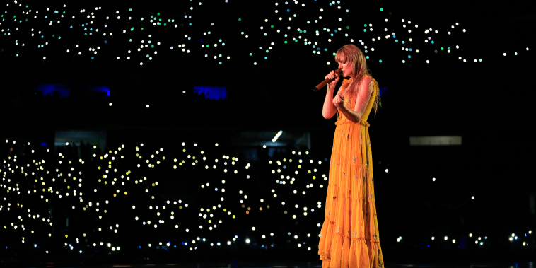 Taylor Swift performs onstage during "The Eras Tour" at Estadio Olimpico Nilton Santos on Nov. 17, 2023, in Rio de Janeiro, Brazil.