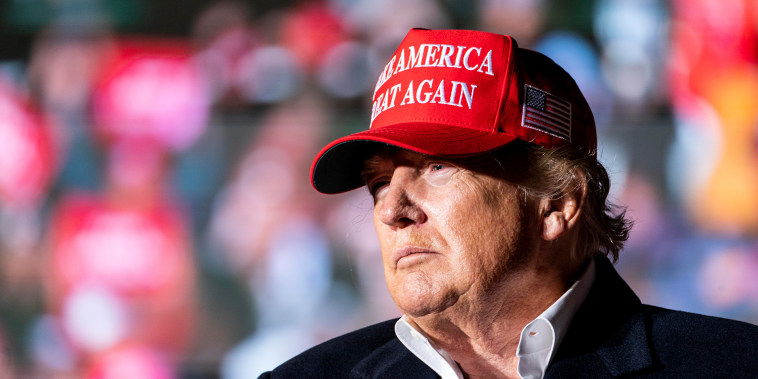 Former President Donald Trump speaks to his thousands of supporters at a rally in Florence, Ariz., in 2022. 
