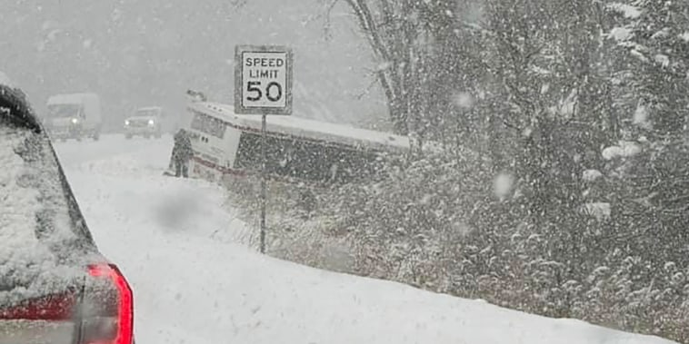 Heavy snowfall along Route 4 in Killington, Vt., on Nov. 28, 2023.