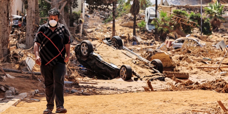 The aftermath of deadly flash floods in Derna, eastern Libya, on Sept. 18, 2023.