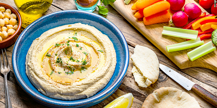 hummus and vegetables.