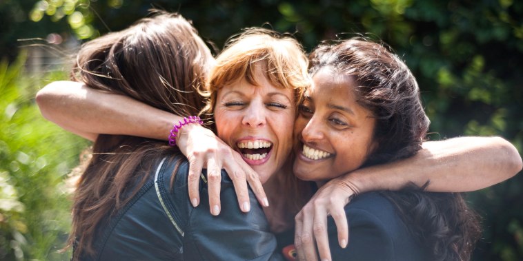 Women greeting one another