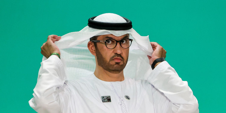 COP28 president Sultan Ahmed Al Jaber arrives for the High-Level Segment for Heads of States and Government session.
