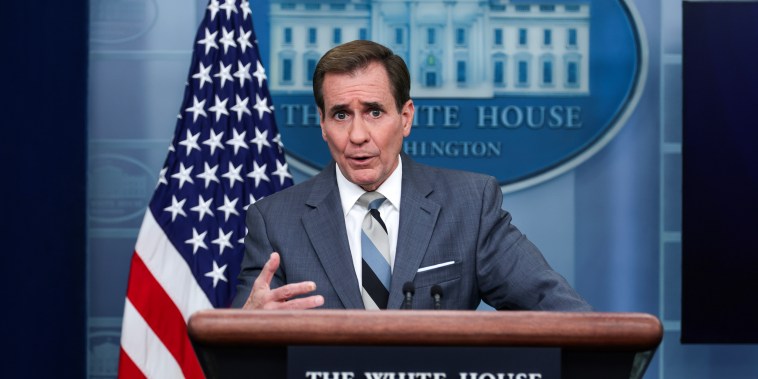 National Security Council Coordinator for Strategic Communications John Kirby during a daily news conference in Washington, DC. on Nov. 27, 2023.