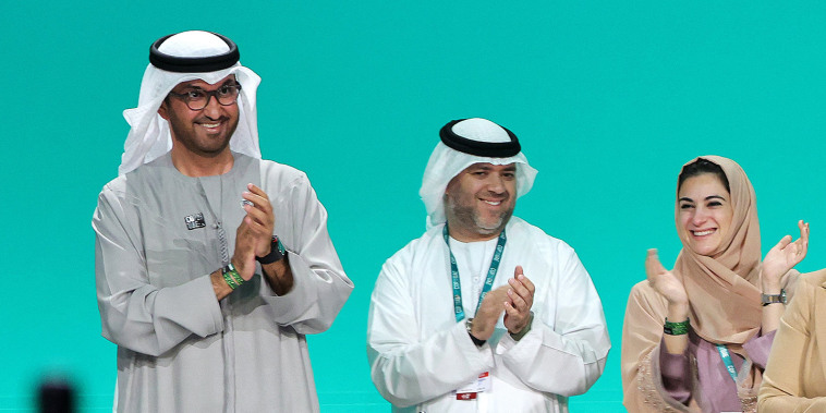 Nations adopted the first ever UN climate deal that calls for the world to transition away from fossil fuels. "We have the basis to make transformational change happen," COP28 president Sultan Al Jaber said at the UN climate summit in Dubai before the deal was adopted by consensus, prompting delegates to rise and applaud.