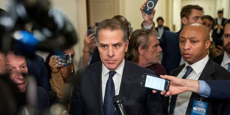Hunter Biden departs a House Oversight Committee meeting at Capitol Hill on January 10, 2024.