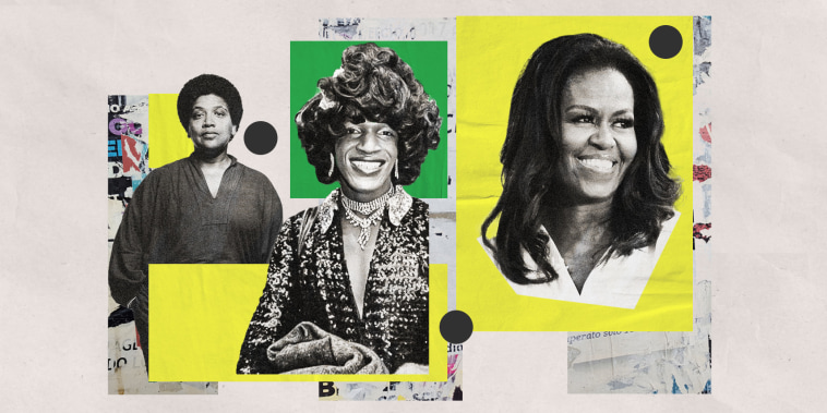 Photo Illustration of Audre Lorde, Marsha P. Johnson, and Michelle Obama for Black History Month
