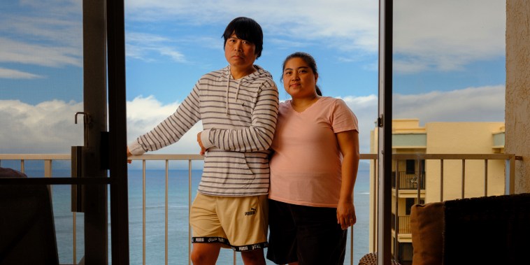 Manny and Claire Ceralde at their hotel room in the Royal Kahana Maui in Ka'anapali, Maui, HI on January 25th, 2024.