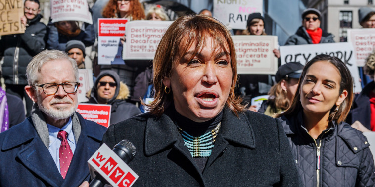 Cecilia Gentili at a rally to decriminalize the sex trades in New York in 2019.