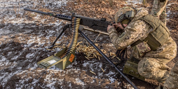 A Ukrainian serviceman during a military training in the Donetsk region on Jan. 31, 2024.