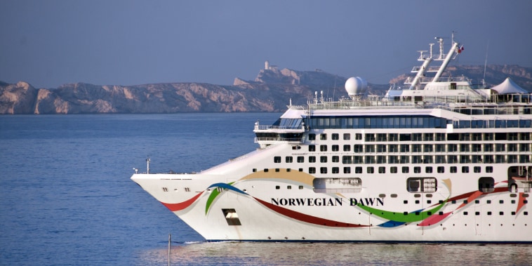 Norwegian Dawn cruise ship arriving in the French Mediterranean port of Marseille.