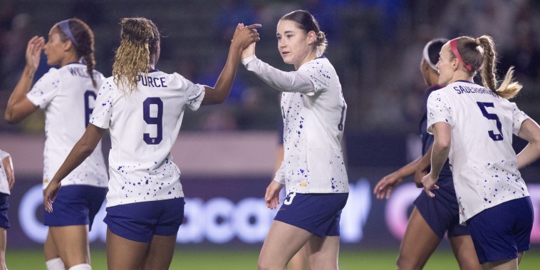 Olivia Moultrie during the Group stage, Group A match between United States (USA) and Dominica Republic as part of the Concacaf Womens Gold Cup 2024, at Dignity Health Sports Park Stadium on February 20, 2024 in Carson California, United States.