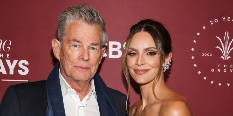 David Foster and Katharine McPhee at The Grove's annual Christmas Tree Lighting Ceremony on Nov. 20, 2022 in Los Angeles.