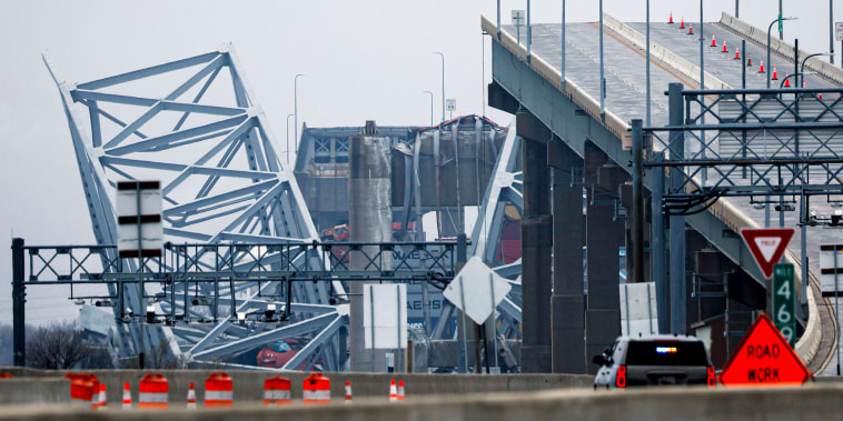 The collapsed Francis Scott Key Bridge.