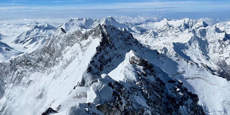 Himlayan range as seen from the summit of Mount Everest (8,848.86-metre), in Nepal.