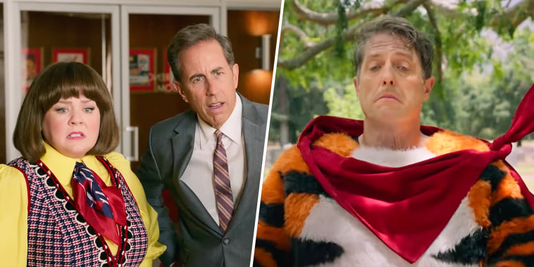 Melissa McCarthy in the "Unfrosted" / Hugh Grant in the Tony the Tiger costume in the "Unfrosted"