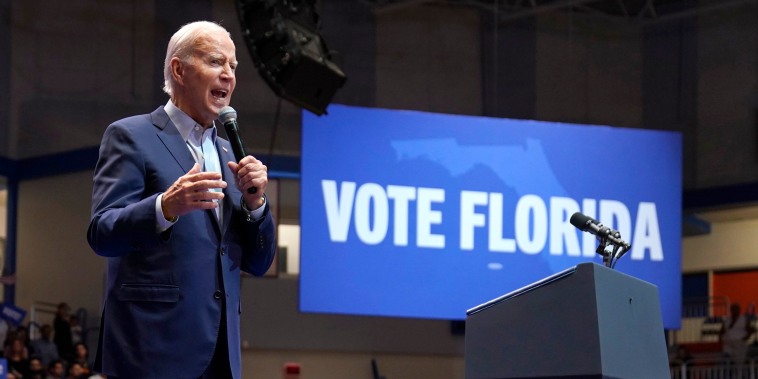 President Joe Biden speaks at a campaign rally for Florida gubernatorial candidate Rep. Charlie Crist, D-Fla., and Senate candidate Rep. Val Demings, D-Fla., at Florida Memorial University, in Miami Gardens, Fla.