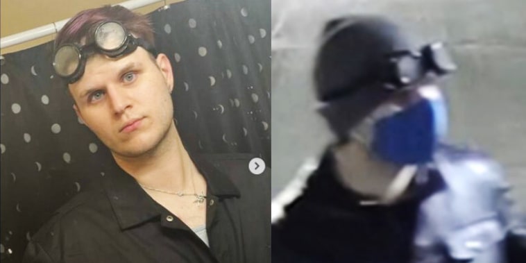 Photos released in a court documents show Kyle Benjamin Douglas Calvert in a photo posted to social media, left, and the downtown Montgomery subject.