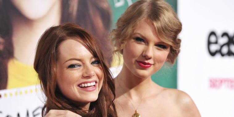 Emma Stone and Taylor Swift arrive to the "Easy A" Los Angeles Premiere at Grauman's Chinese Theatre on September 13, 2010 in Hollywood, California.  