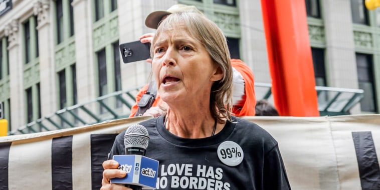 Lisa Fithian speaks during an Occupy Wall Street protest