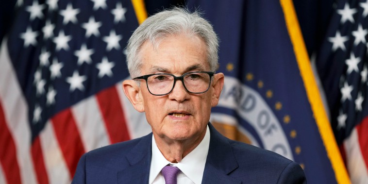 Jerome Powell speaks during a news conference 