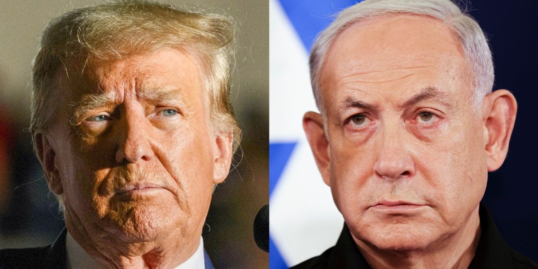 A split composite of Trump and Netanyahu.