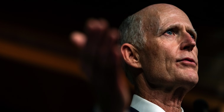 Sen. Rick Scott speaks during a press conference at the Capitol building in Washington, D.C., on May 22, 2024.