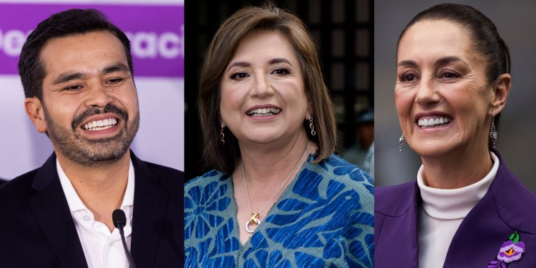 Los candidatos presidenciales mexicanos Jorge Álvarez Máynez, Xóchitl Gálvez y Claudia Sheinbaum