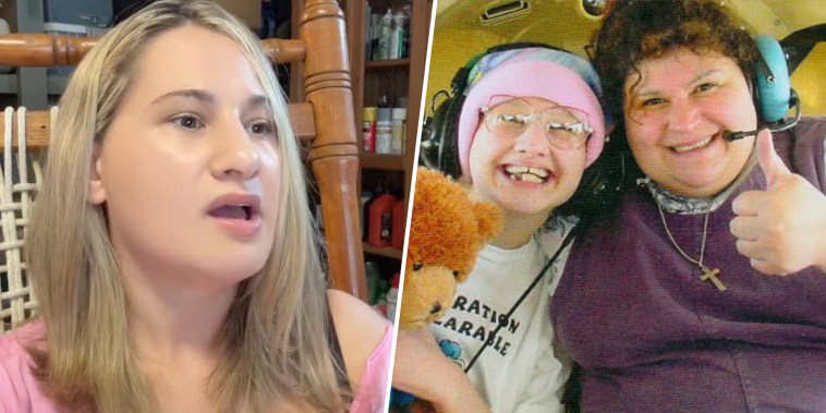 split image of Gypsy Rose Blanchard next to image of her and her mom