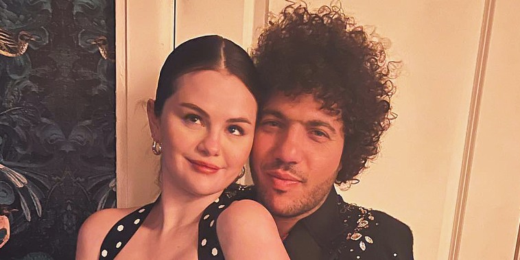 Selena Gomez poses for a picture with her boyfriend, Benny Blanco, on Instagram.