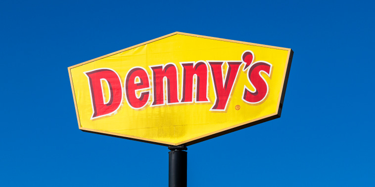 Sign of a Denny's American restaurant chain.