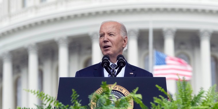 El presidente, Joe Biden, durante una ceremonia para honrar a los agentes de la ley que murieron en 2023, en Washington, el 15 de mayo de 2024. 
