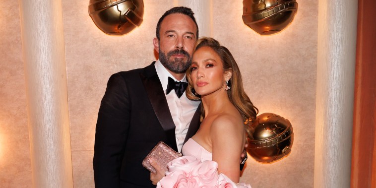 Ben Affleck and Jennifer Lopez At the Golden Globes on Jan. 7, 2024 in Beverly Hills, California. 