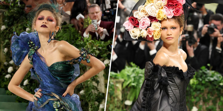Both of Zendaya's outfits at The 2024 Met Gala Celebrating "Sleeping Beauties: Reawakening Fashion"