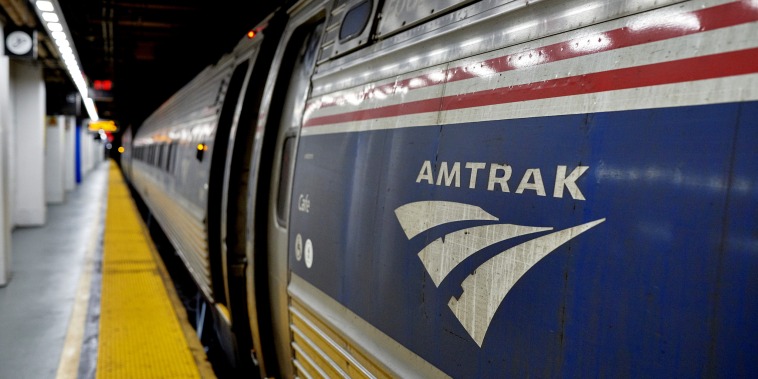 An Amtrak train in New York Penn Station