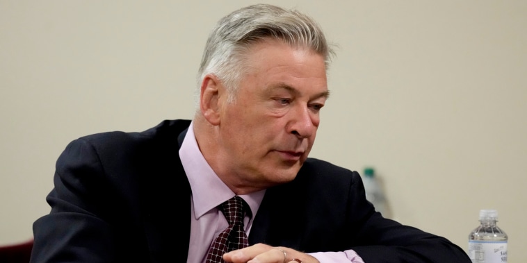 Actor Alec Baldwin listens during his hearing at Santa Fe County District Court on July 10, 2024 in Santa Fe, N.M.