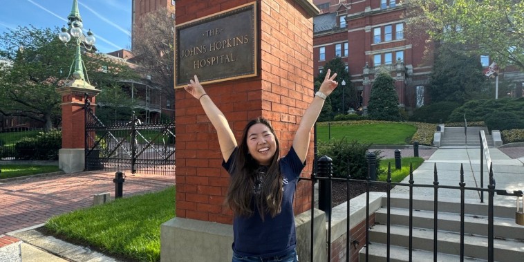 Nancy Chen smiles outside The Johns Hopkins Hospital