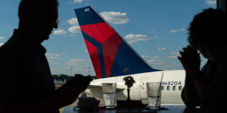 A Delta plane at Hartsfield-Jackson Atlanta International Airport in Atlanta