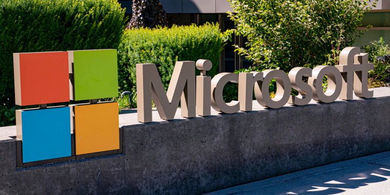 Microsoft sign at headquarters.