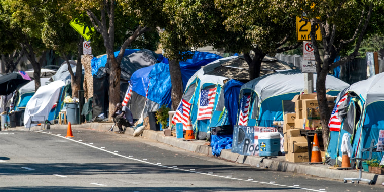 Homeless veterans encampment.