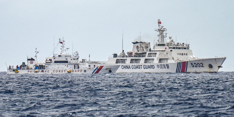 A China Coast Guard ship and the Philippine Coast Guard ship .