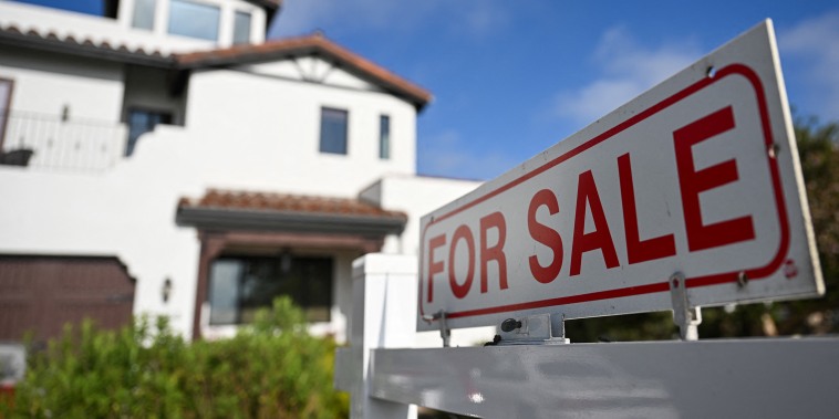 A for sale sign is displayed outside of a home for sale on August 16, 2024 in Los Angeles, Ca.