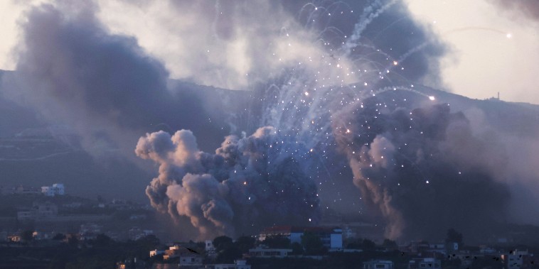 Smoke billows over southern Lebanon following Israeli Strikes