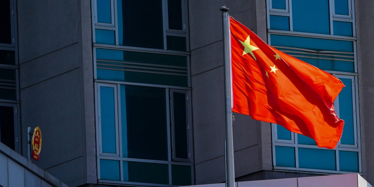 The Chinese flag flies outside the Chinese consulate in New York City on Sept. 22, 2020.