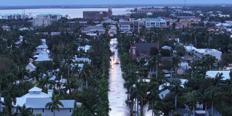 An aerial view of flooding