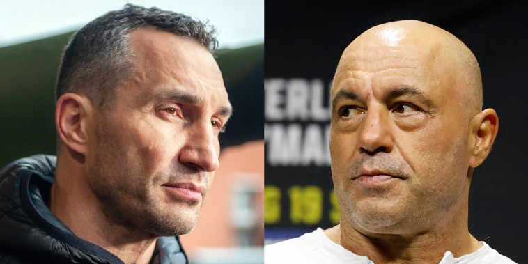 Former Ukrainian boxer Wladimir Klitschko and American podcaster Joe Rogan. 