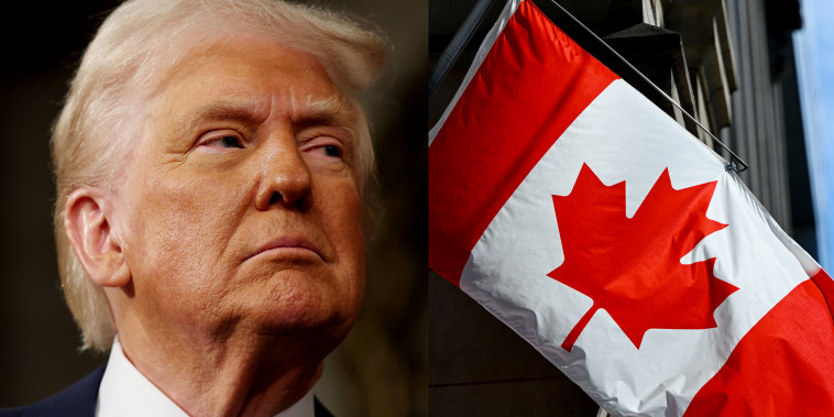 Photo Illustration: Donald Trump and the Canadian flag