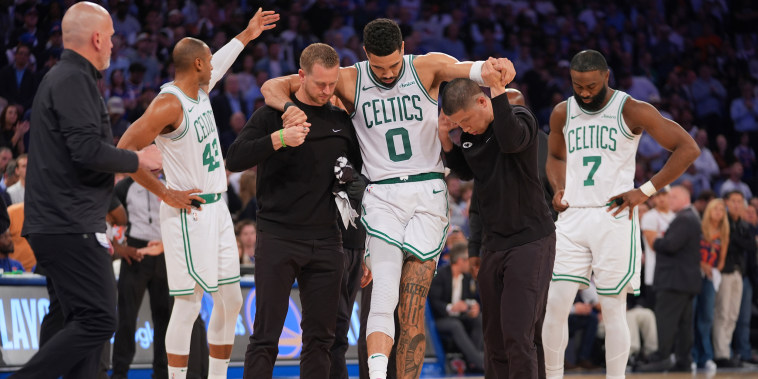 Celtics Knicks Basketball Jayson Tatum injury injured