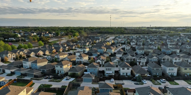 Aerial view of homes