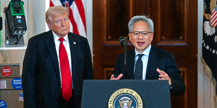Nvidia CEO Jensen Huang alongside President Donald Trump 